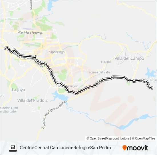 CENTRO-CENTRAL CAMIONERA-REFUGIO-SAN PEDRO Bus Line Map