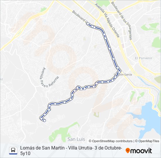 Mapa de LOMÁS DE SAN MARTÍN - VILLA URRUTIA- 3 DE OCTUBRE- 5Y10 de autobús