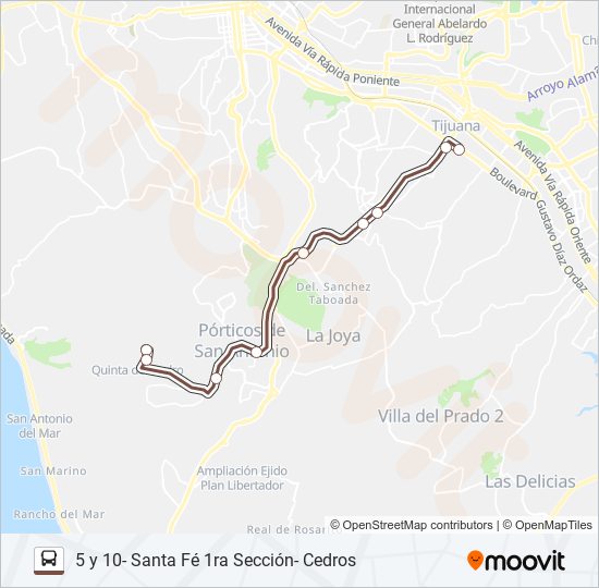 5 Y 10- SANTA FÉ 1RA SECCIÓN- CEDROS bus Line Map