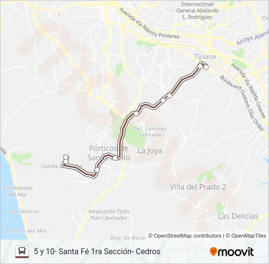 5 Y 10- SANTA FÉ 1RA SECCIÓN- CEDROS Bus Line Map