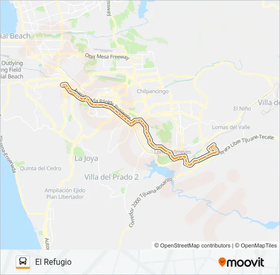 CENTRO-EL REFUGIO Bus Line Map