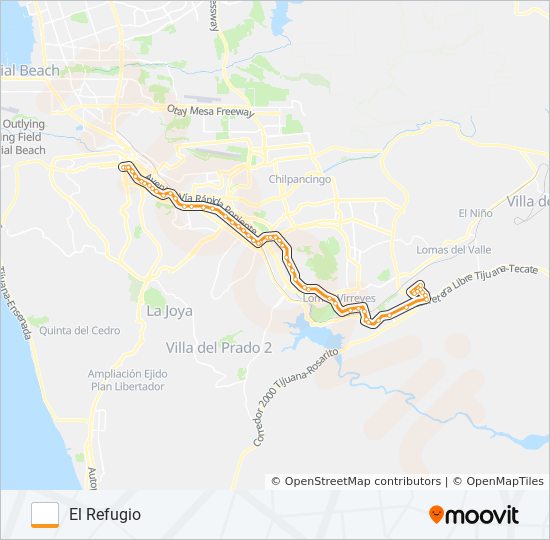 CENTRO-EL REFUGIO bus Line Map