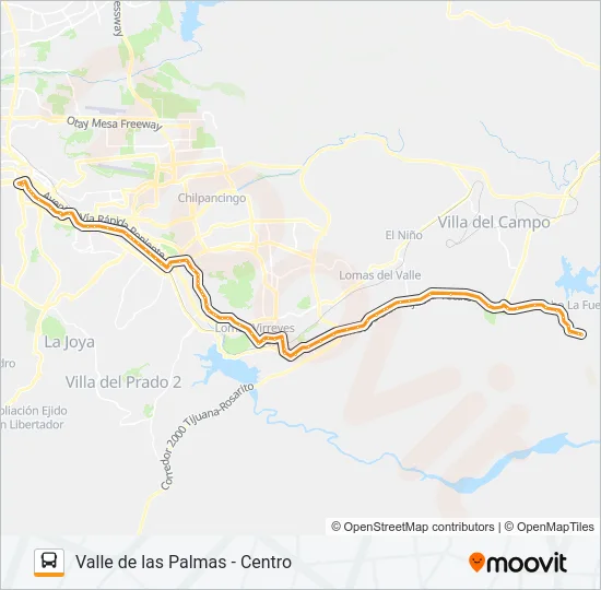 VALLE DE LAS PALMAS - CENTRO Bus Line Map