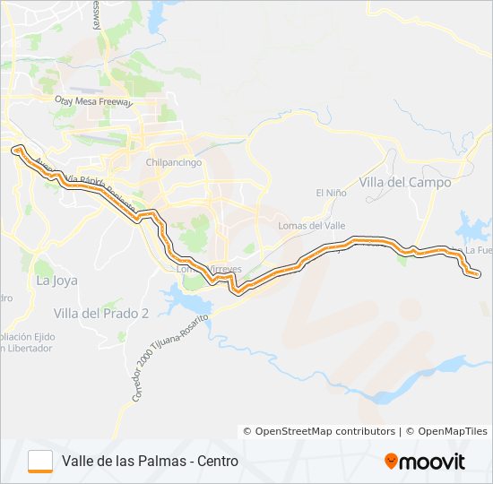 Mapa de VALLE DE LAS PALMAS - CENTRO de autobús