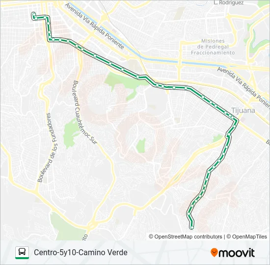CENTRO-5Y10-CAMINO VERDE Bus Line Map