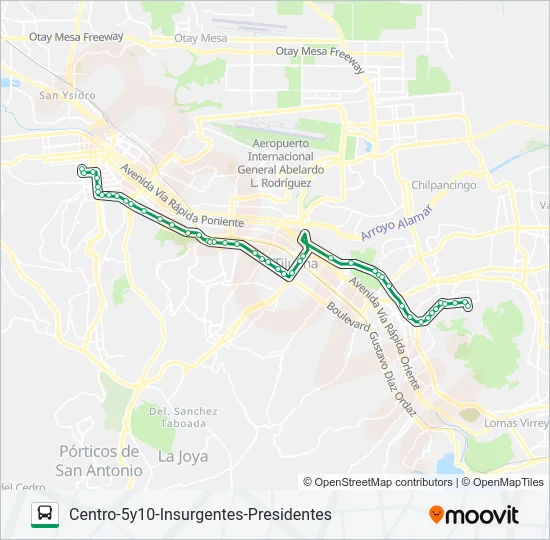 CENTRO-5Y10-INSURGENTES-PRESIDENTES Bus Line Map