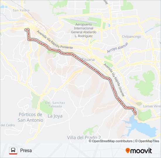 PRESA-5Y10-CENTRO bus Line Map