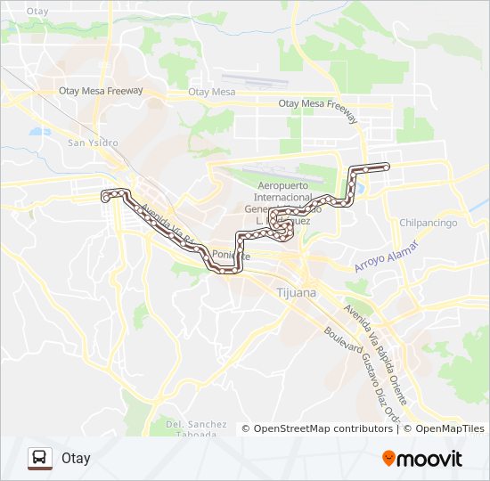 Mapa de CENTRO-UABC de autobús