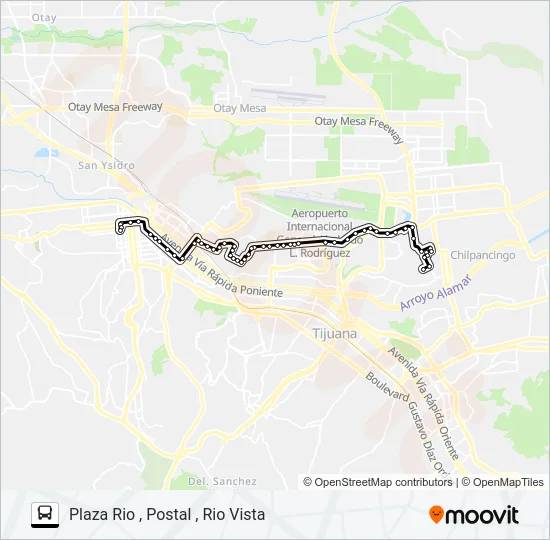 CENTRO-PLAZA RIO-POSTAL-UABC-RIO VISTA-LEY MURUA Bus Line Map