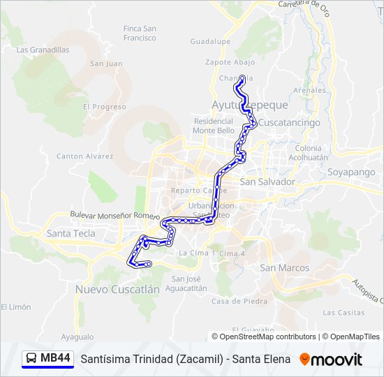 Mapa de MB44 de autobús