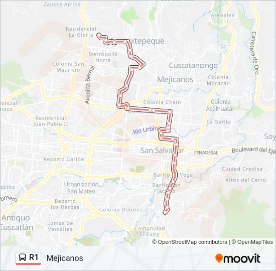 R1 Bus Line Map
