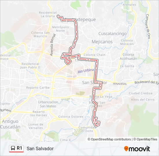 R1 Bus Line Map
