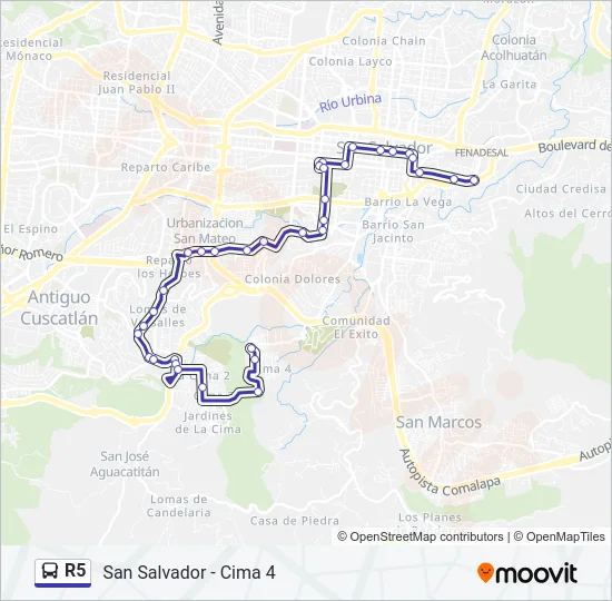 R5 Bus Line Map