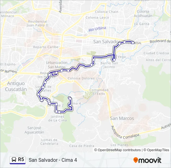 R5 Bus Line Map