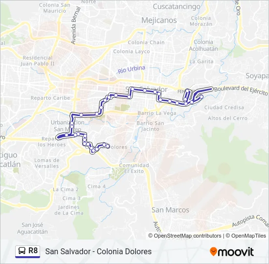 R8 Bus Line Map