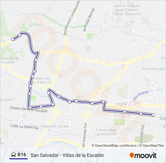 Mapa de R16 de autobús