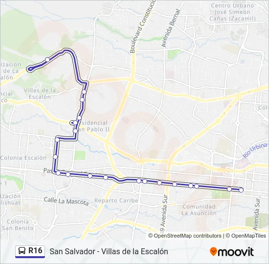R16 Bus Line Map