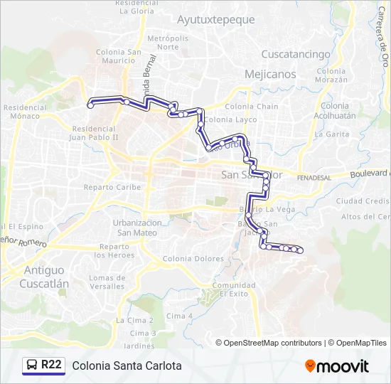R22 Bus Line Map