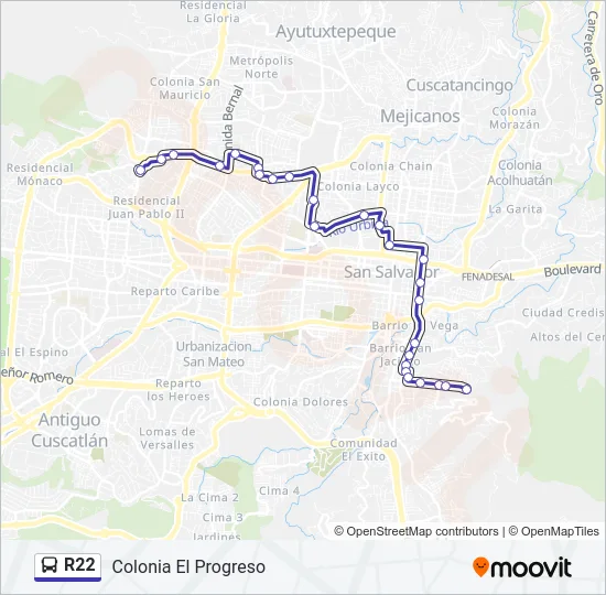 R22 Bus Line Map