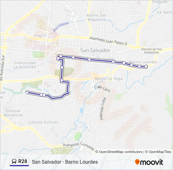 R28 Bus Line Map