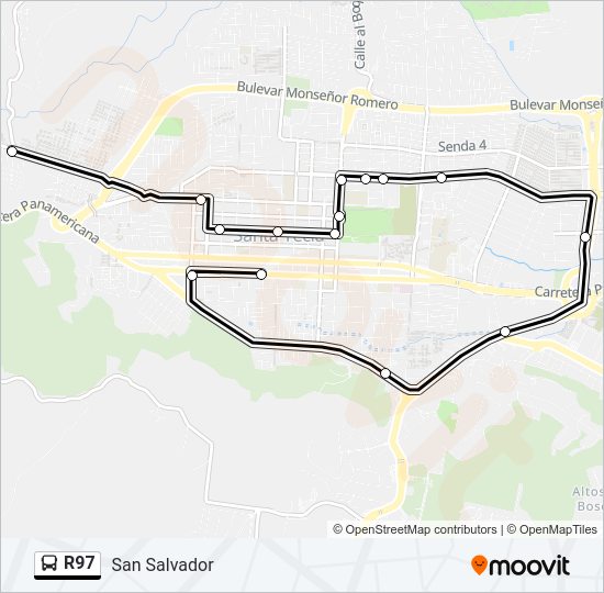Mapa de R97 de autobús