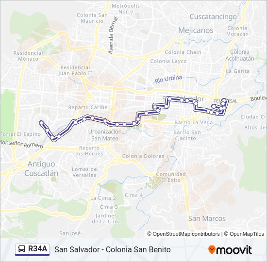 Mapa de R34A de autobús