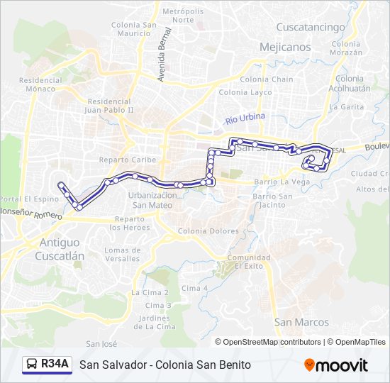Mapa de R34A de autobús