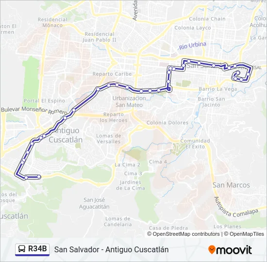 R34B Bus Line Map