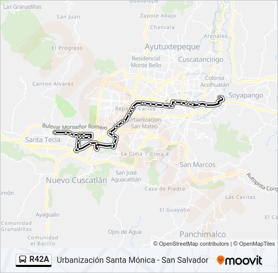 Mapa de R42A de autobús