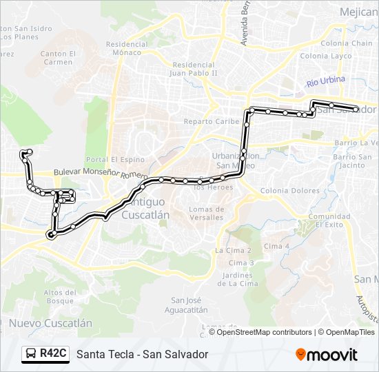 Mapa de R42C de autobús