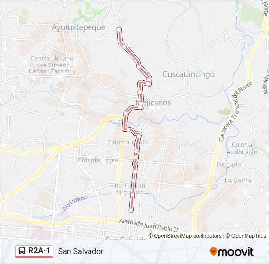 Mapa de R2A-1 de autobús