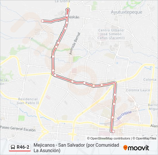 Mapa de R46-2 de autobús