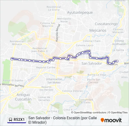 R52X1 Bus Line Map