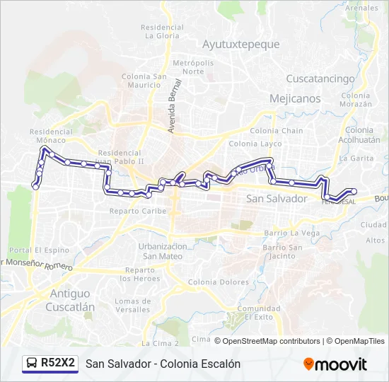 R52X2 Bus Line Map