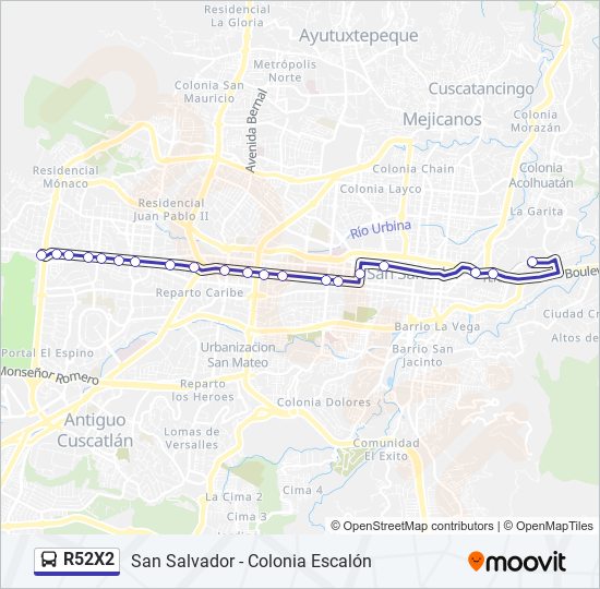 Mapa de R52X2 de autobús