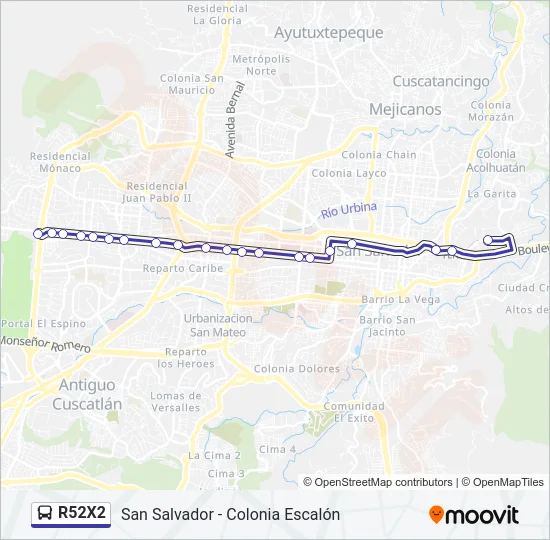 R52X2 Bus Line Map