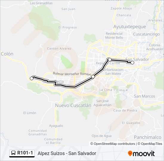 Mapa de R101-1 de autobús