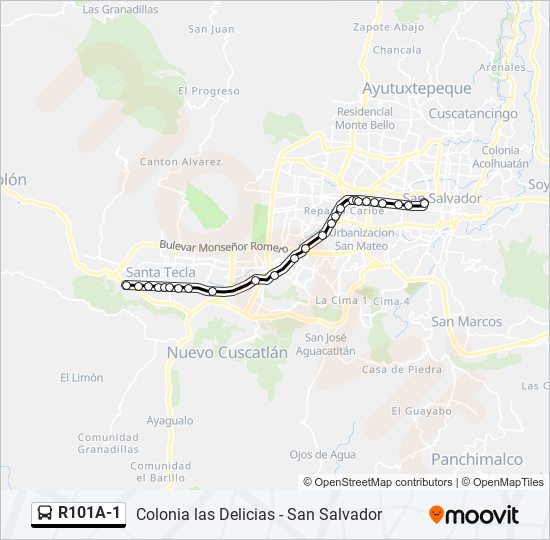 Ruta R101a1: Horarios, Paradas Y Mapas - San Salvador (Actualizado)