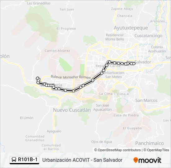 R101B-1 Bus Line Map