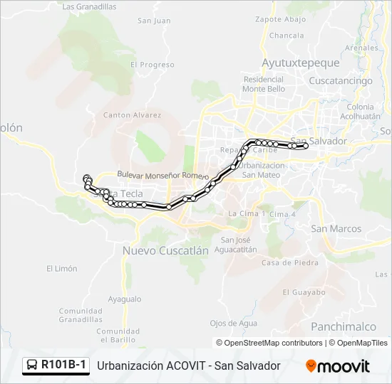 R101B-1 Bus Line Map