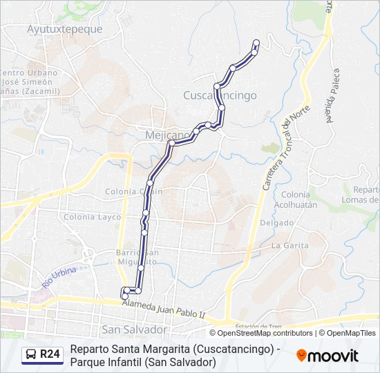 Mapa de R24 de autobús