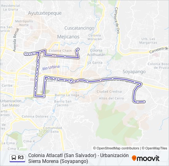 r3 Route: Schedules, Stops & Maps - A Sierra Morena (Soyapango) (Updated)