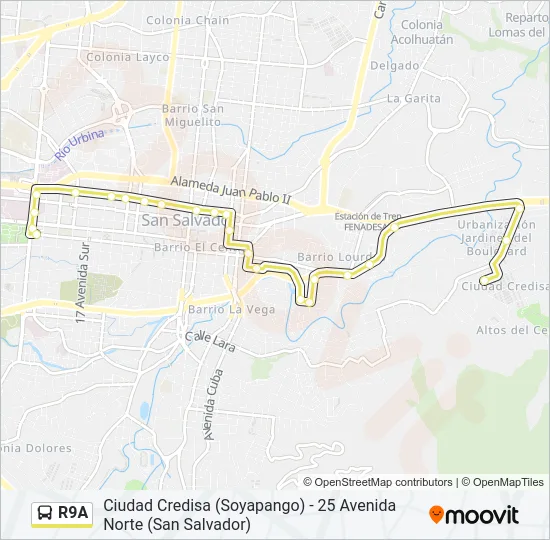 R9A Bus Line Map