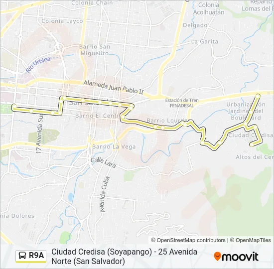 R9A Bus Line Map