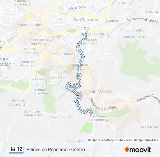 Mapa de 12 de autobús