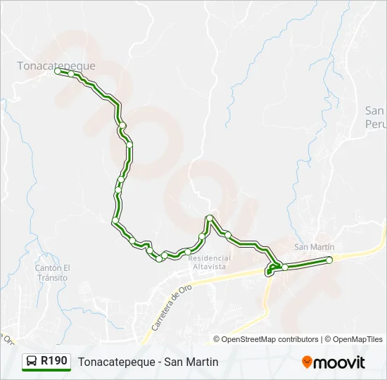 R190 Bus Line Map