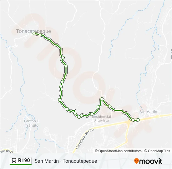 R190 Bus Line Map