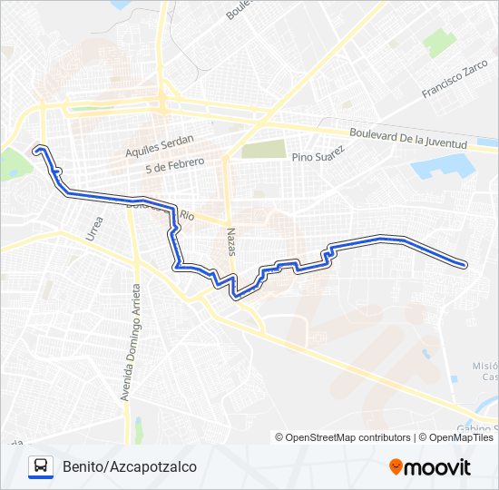 Mapa de AZUL de autobús