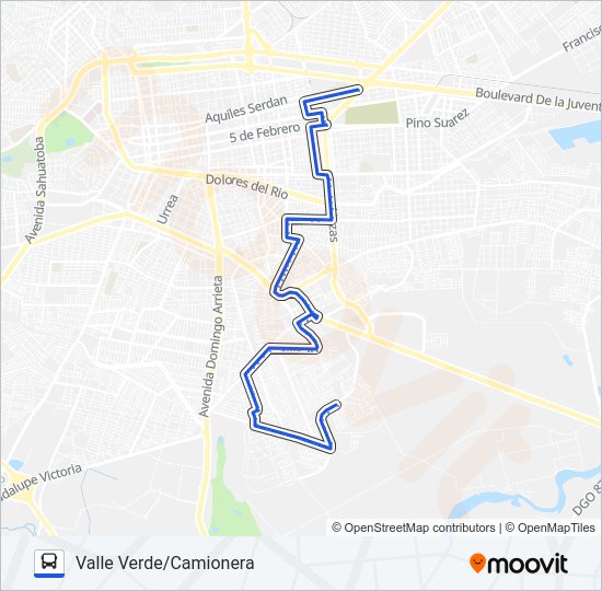 Mapa de AZUL de autobús