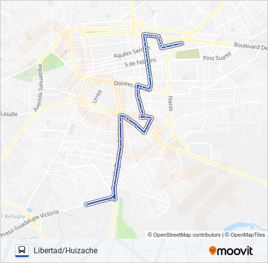 Mapa de AZUL de autobús